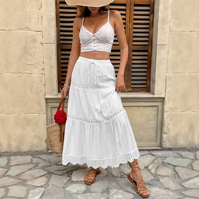 Women's Lace Ruffled Boho Skirt