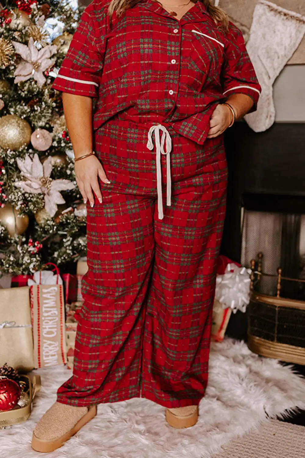 Plaid Print Short Pajama Set