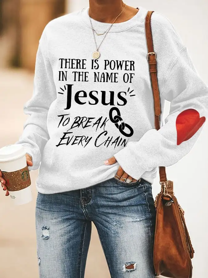 Women's There is Power in the Name of Jesus Casual Letter Print Sweatshirt