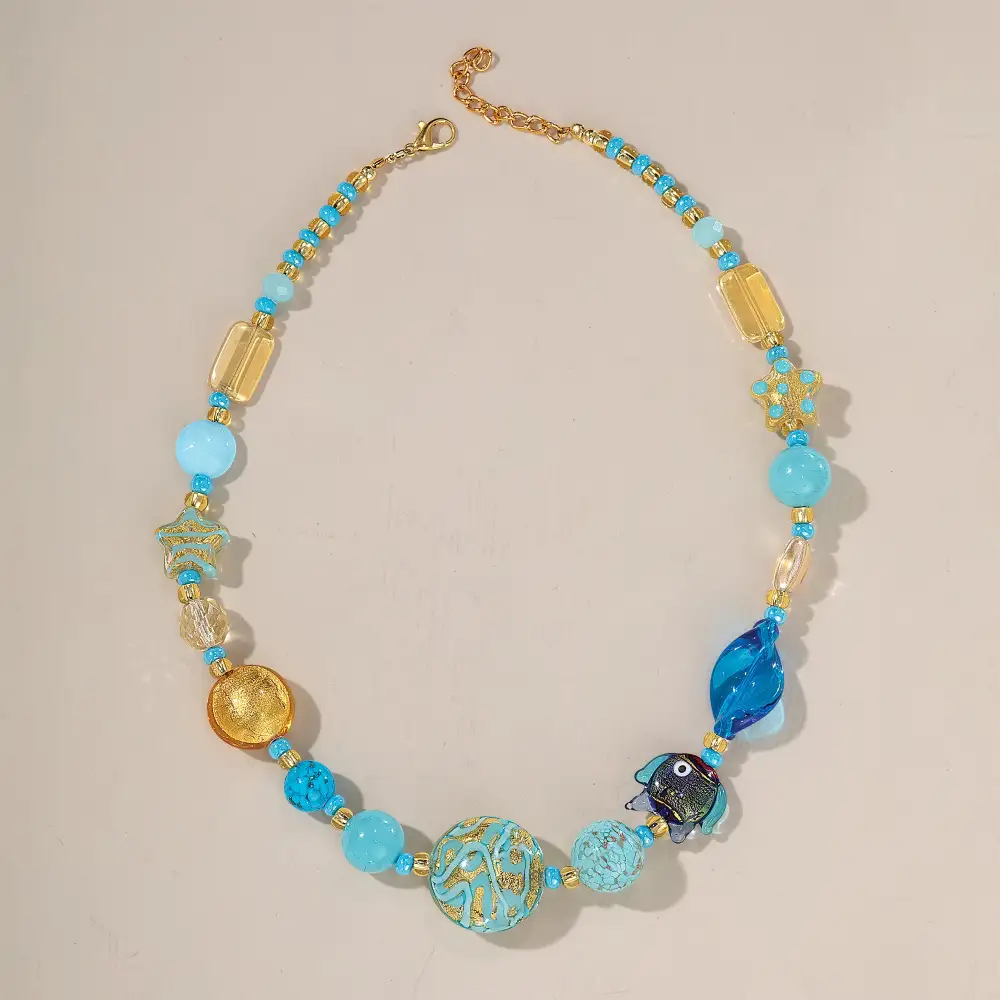 Gemstone Fish Beaded Necklace