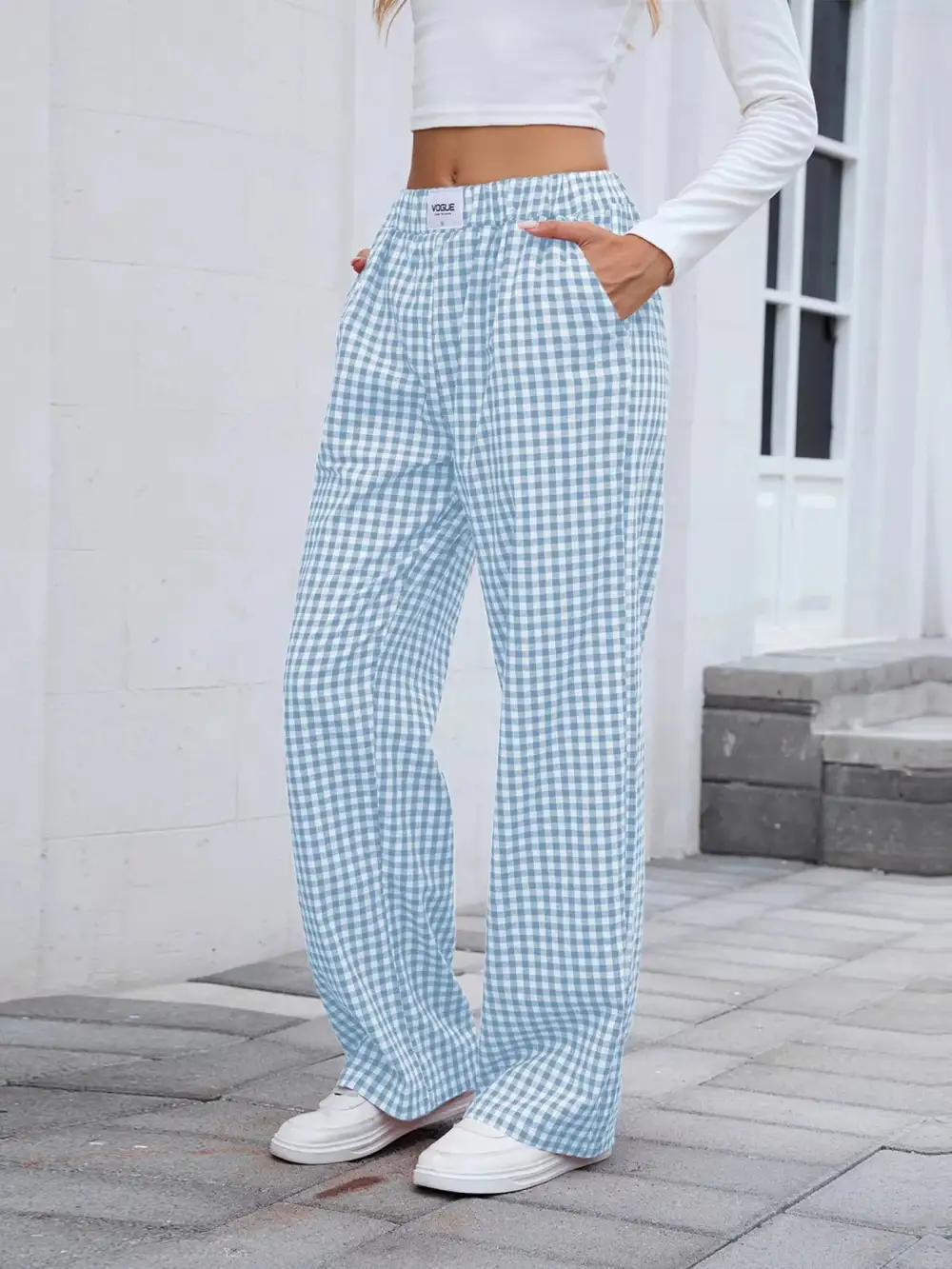 Relaxed Plaid Wide Leg Pants