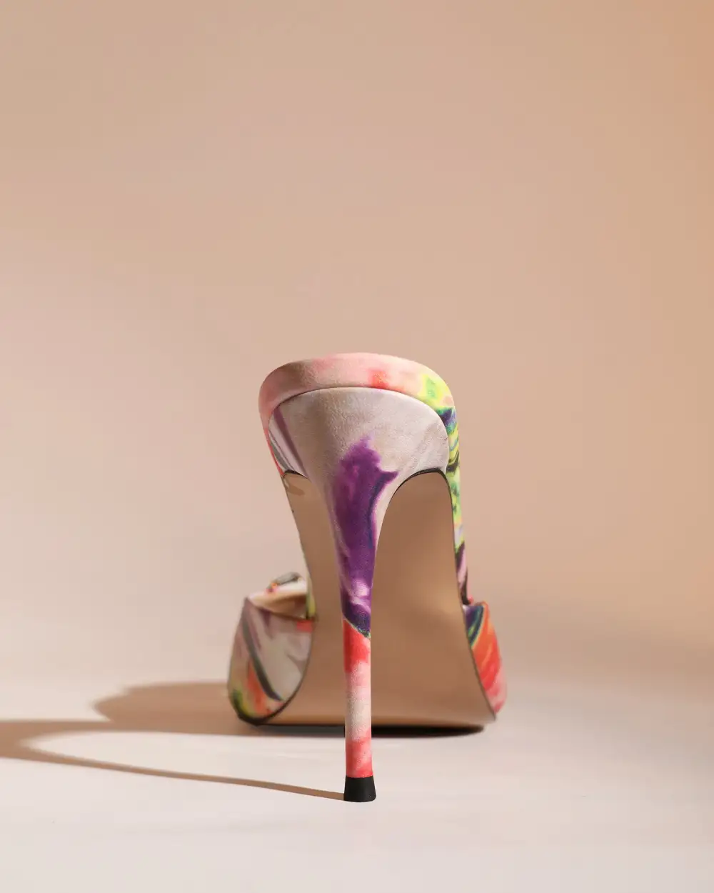 Printed Multicolor Diamond Open Toe Mules