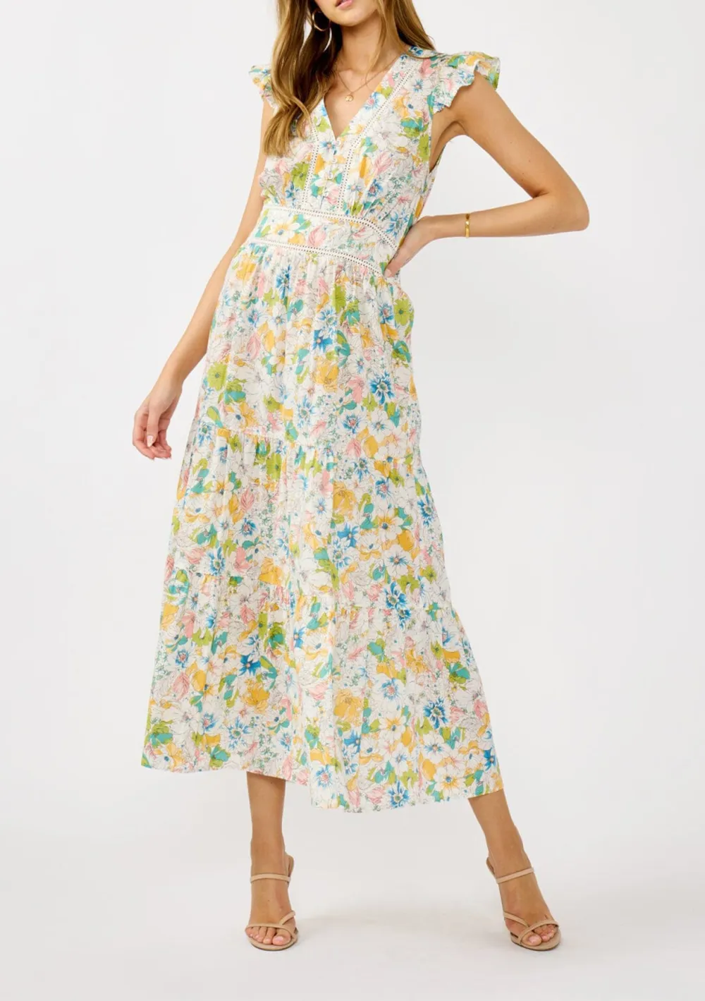 Ruffle Floral V-Neck Dress