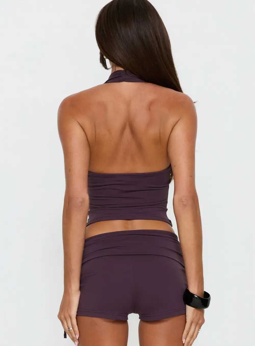 Plunge Neck Low Back Halter Tank Top