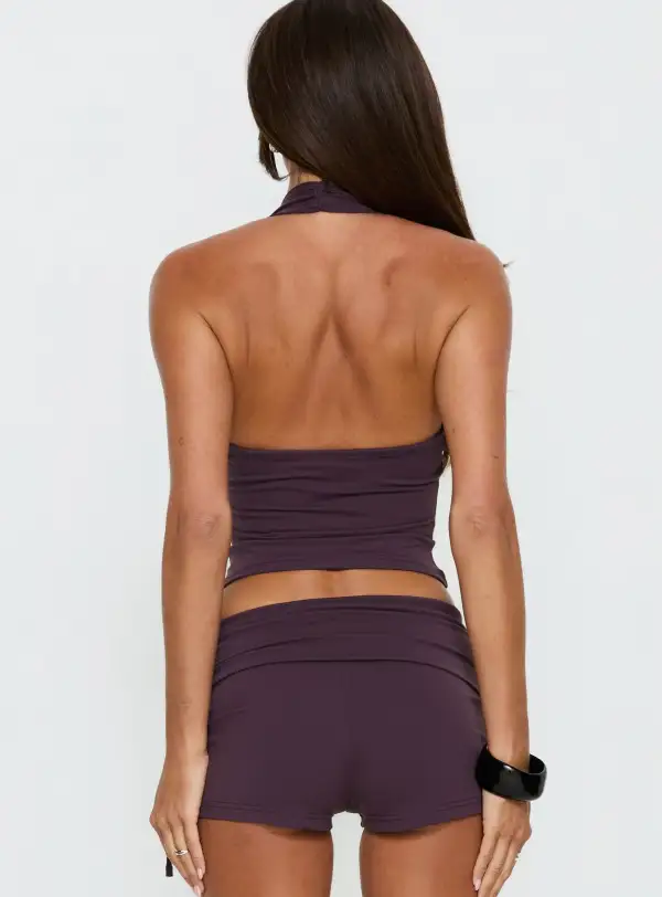 Plunge Neck Low Back Halter Tank Top