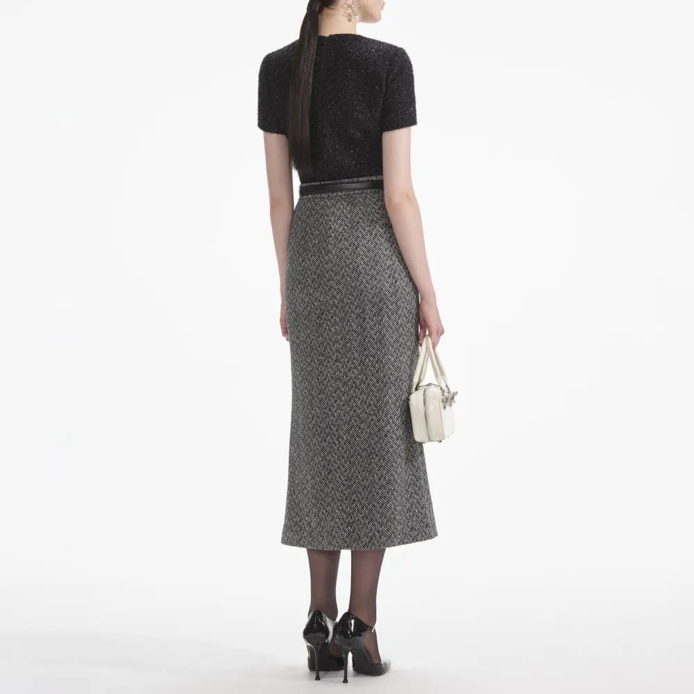 Black Tinsel Boucle Top