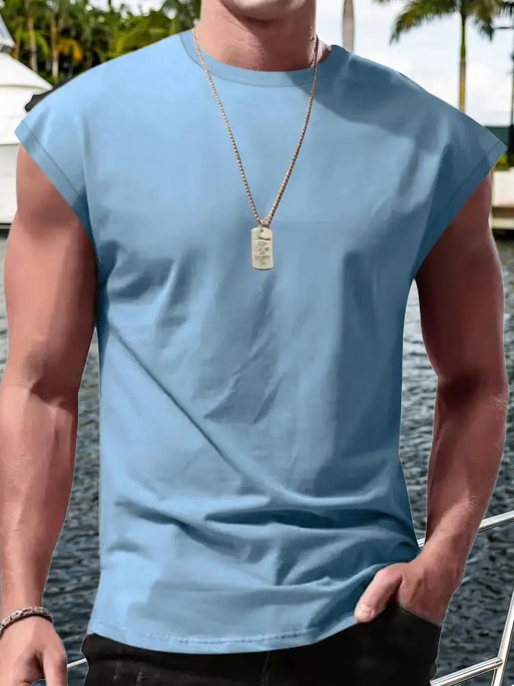 S Minimalist Drop Shoulder Sleeveless Tee Tank Top