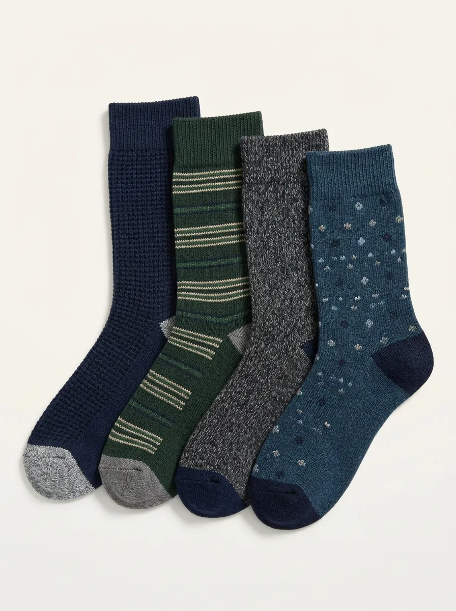 Comfort Printed Daily Wear Men's Four Pair Socks
