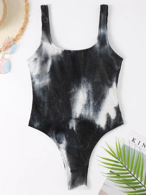 Candy Fluorescent Pleated Fabric One Piece Swimsuit