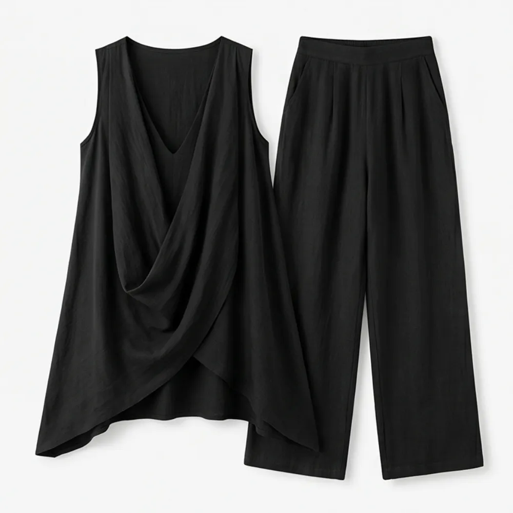 Draped Linen Two Piece Set