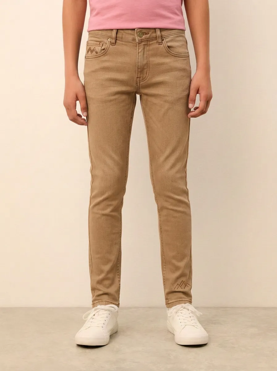 Men's Modern Comfort Mountain Graphic Embroidered Stretch Denim Jeans