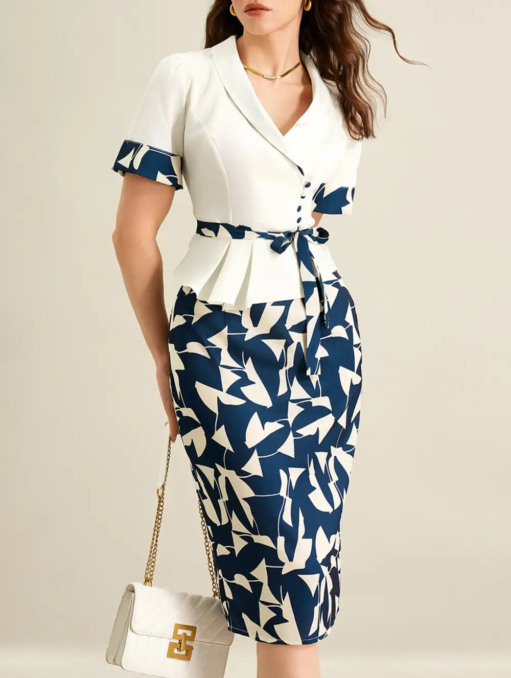 Abstract Print Skirt Set