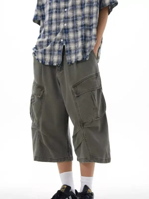 Men's Plus Size Loose Fit Cargo Capris Pants