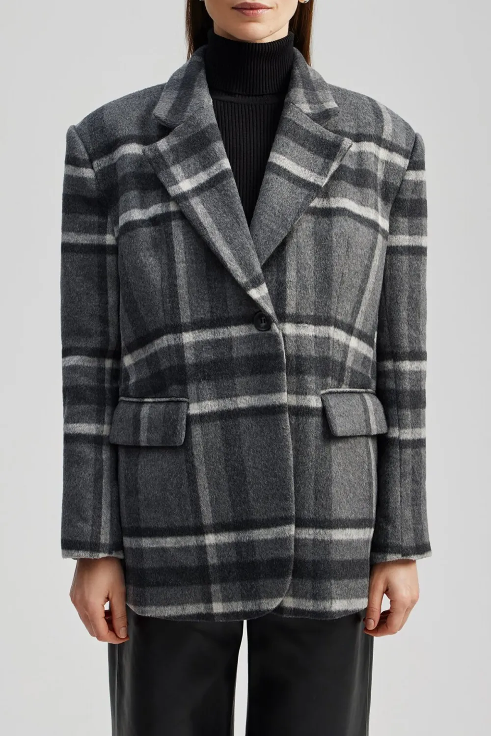 Belted Plaid Wool Jacket