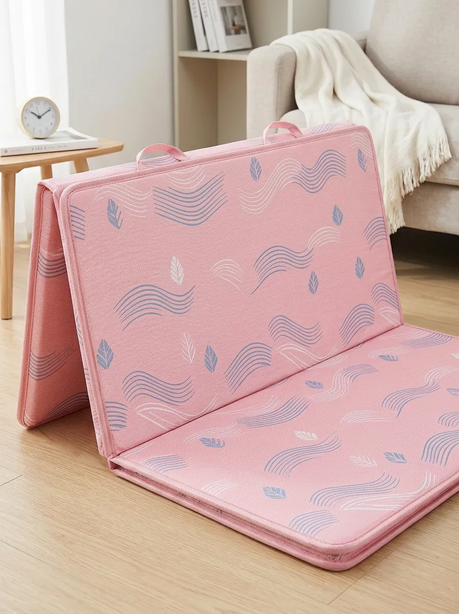 Minimalist Blue Wave Leaf Pattern Pattern Cooling Mat