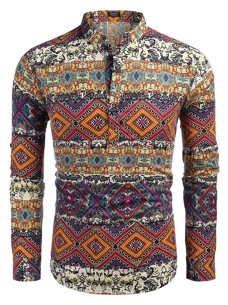 Cotton Linen Floral Henley Shirt Pants