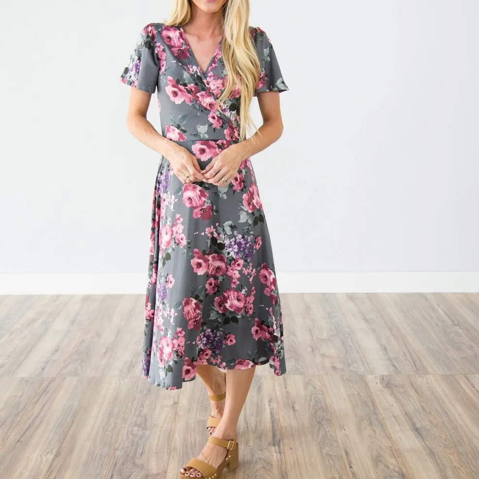 Plus Size V Neck Print Dress
