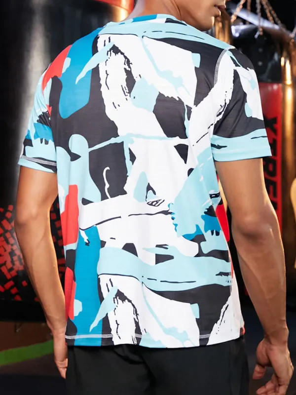 Multi-Color Sporty Abstract T-Shirt