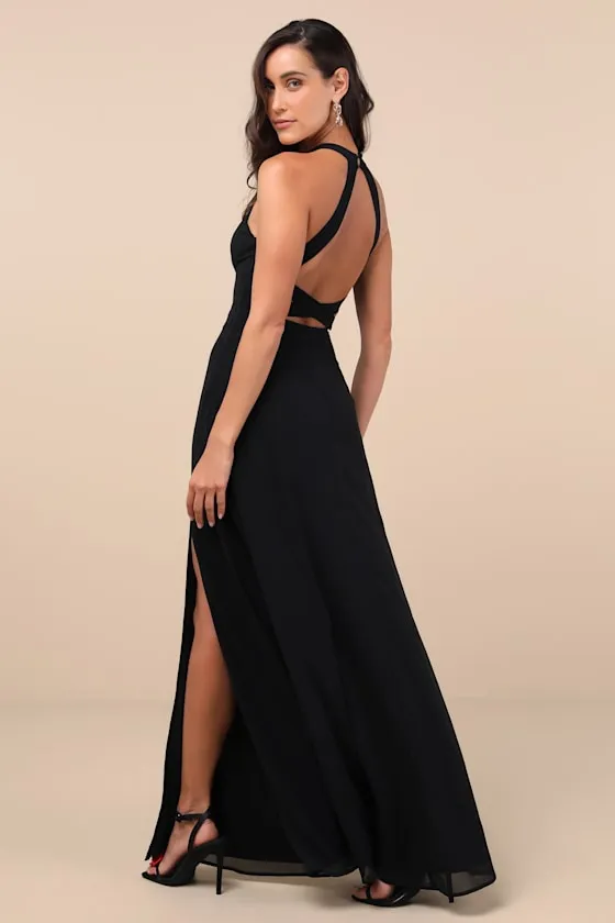 Confidently Charismatic Emerald Backless Halter Maxi Dress