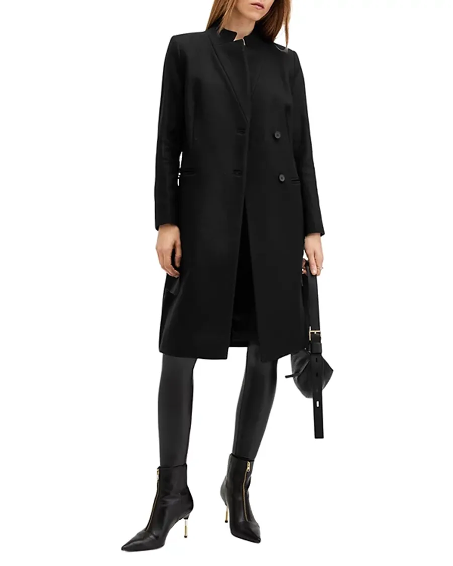 Black Wool Cashmere Blend Tailored Coat