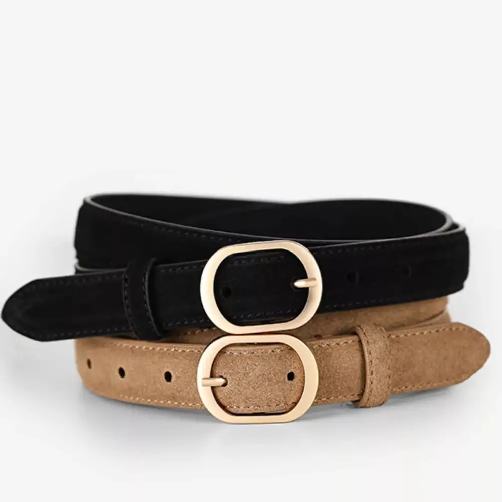 Fresh Leather Belt with Golden Buckle