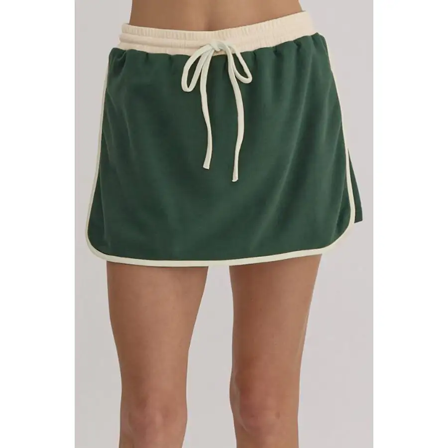 Contrast Trim Round Neck Top and Skort Set