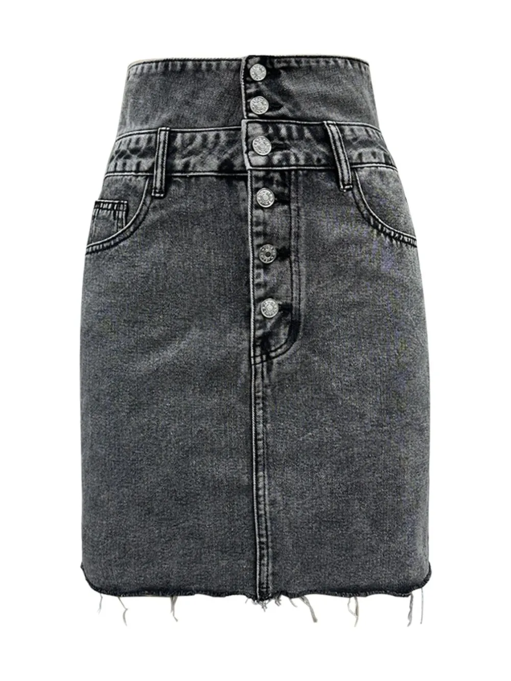Layered Button Front Skirt
