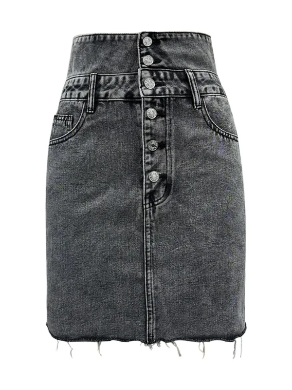 Layered Button Front Skirt