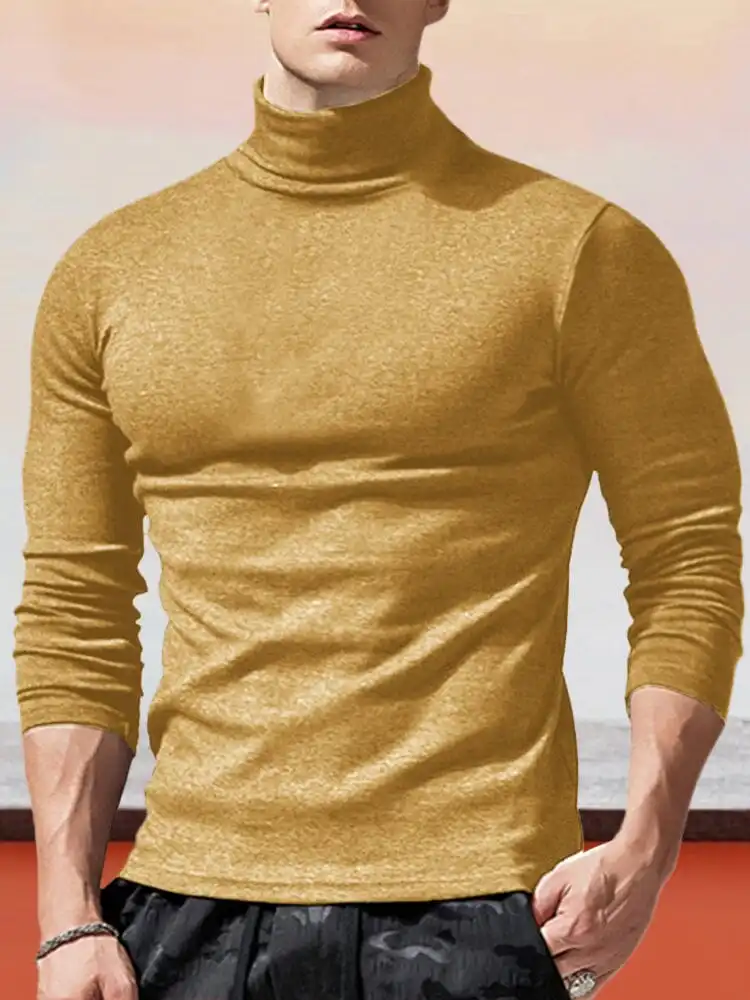 Classic Slim Fit Turtleneck Basic Top T-Shirt
