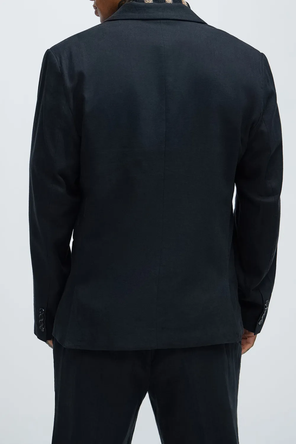 Slight Stretch Linen Suit Jacket - Black