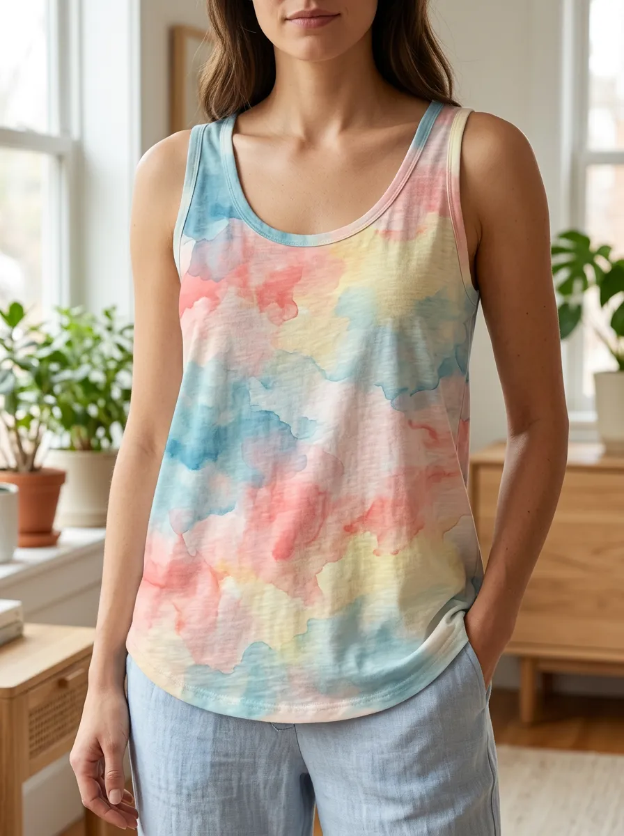 Women's Modern Pastel Watercolor Abstract Tank Top