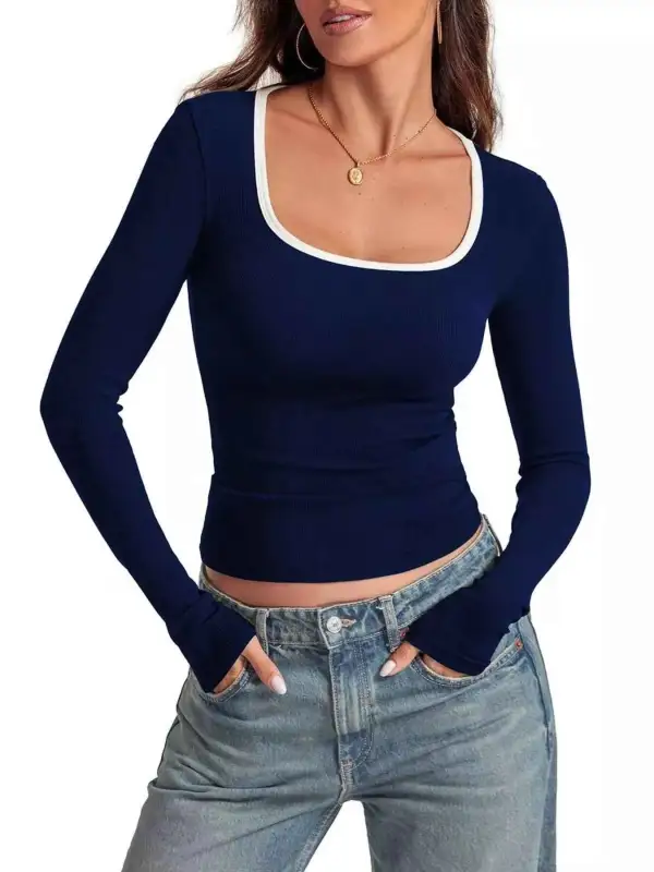 Scoop Neck Long Sleeve T-Shirt