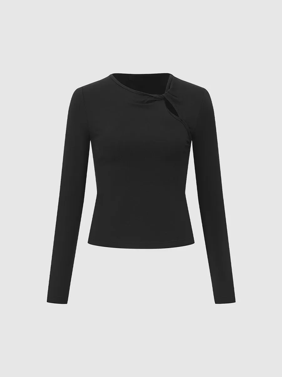 Ladies Elegant And Slimming T-Shirt With An Asymmetrical Collar
