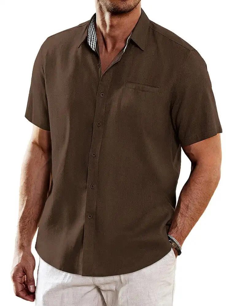 Casual Unique Collar Cotton Linen Shirt