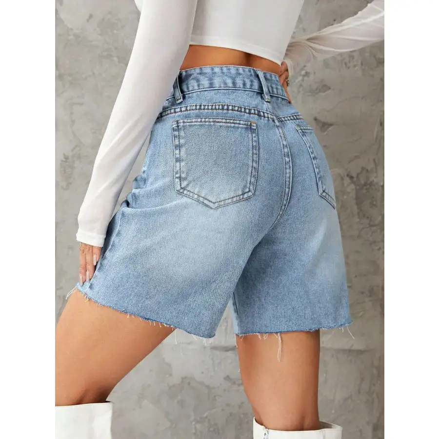 Frayed Hem Denim Shorts