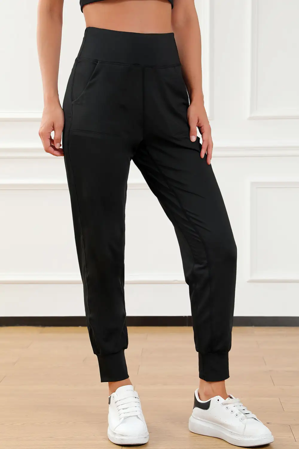 Refined High-Waist Pocketed Jogger Pants