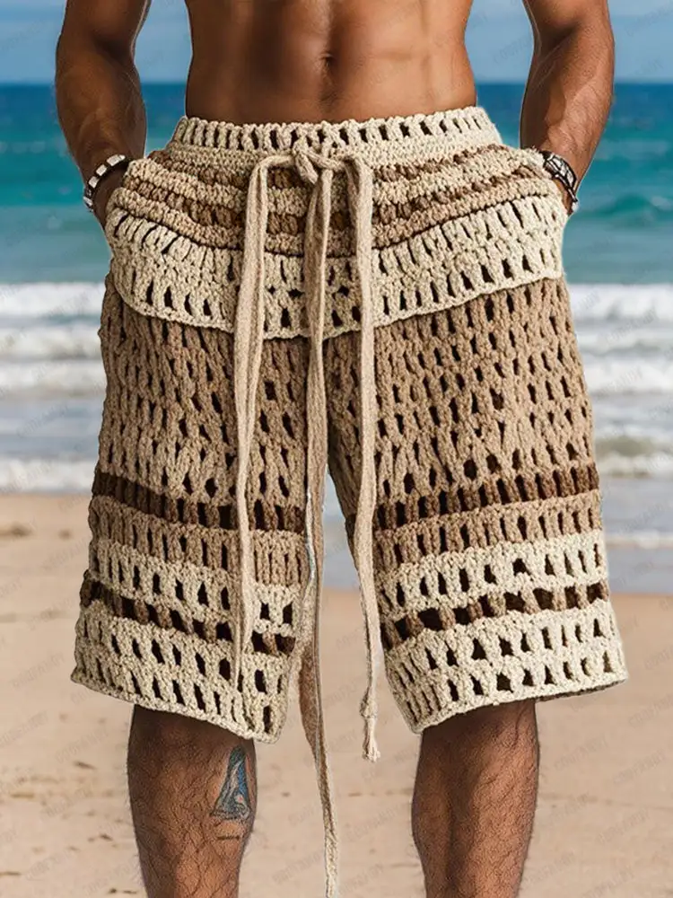 Men's Casual Knit Braided Shorts