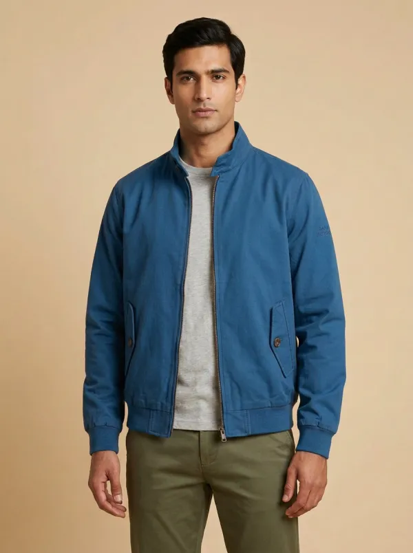 Solid Zip Bomber Stand Jacket