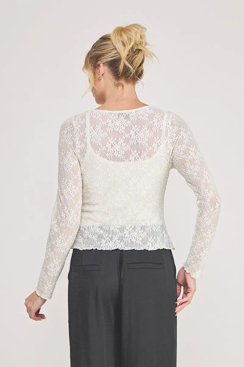 Embroidered Mesh Top