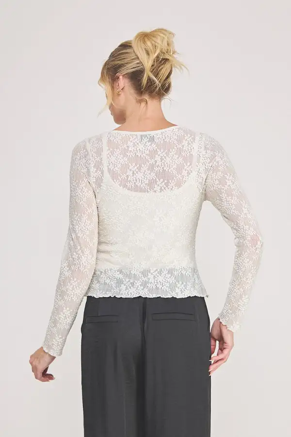 Embroidered Mesh Top