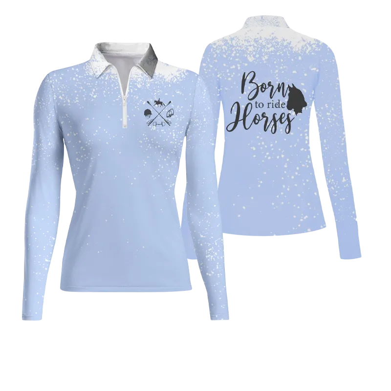 Women's Riding Style Born To Riding Horse Print Long Sleeve Casual Lapel Shirt
