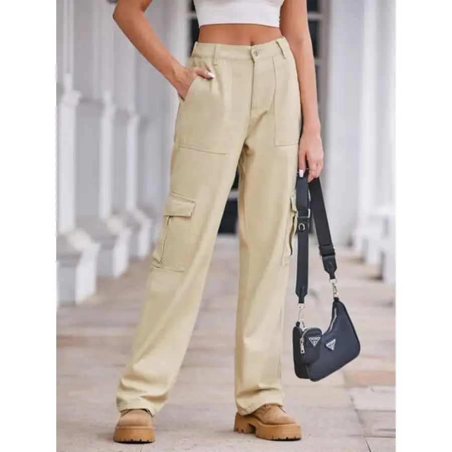 Straight Denim Cargo Pants