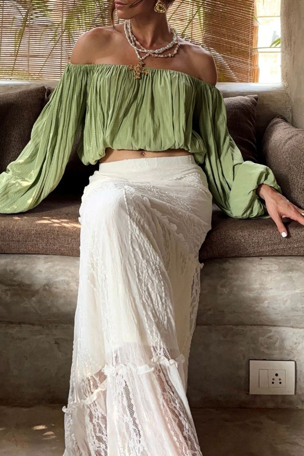 Green off Shoulder Top