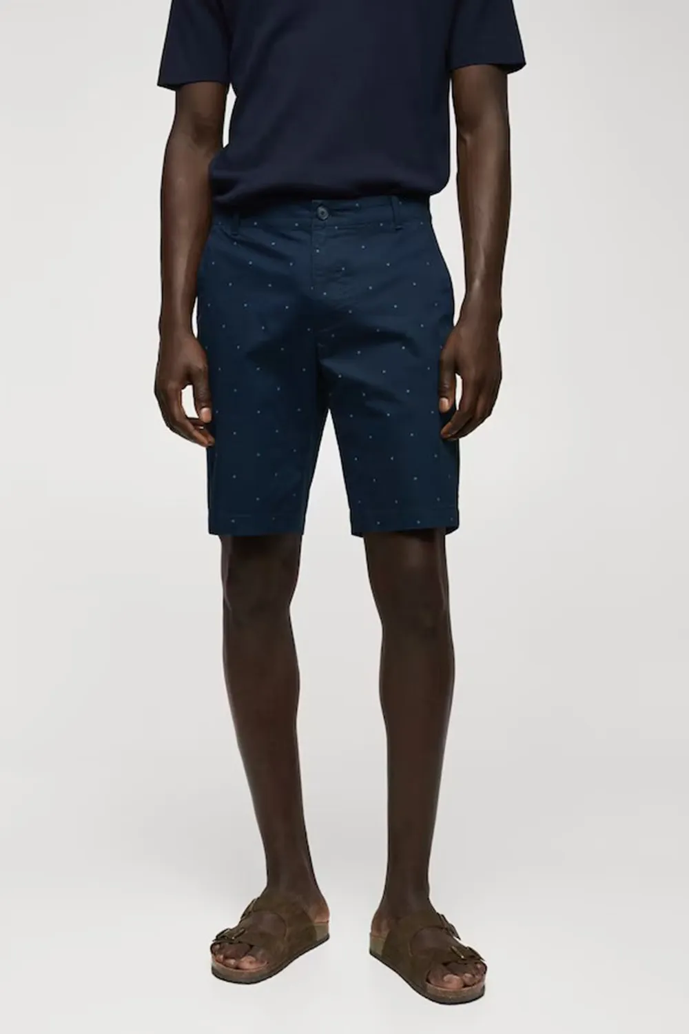 Slim-Fit Cotton Micro-Print Shorts