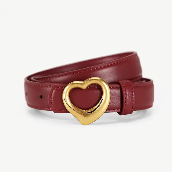 Heart Buckle Cowhide Leather Belt