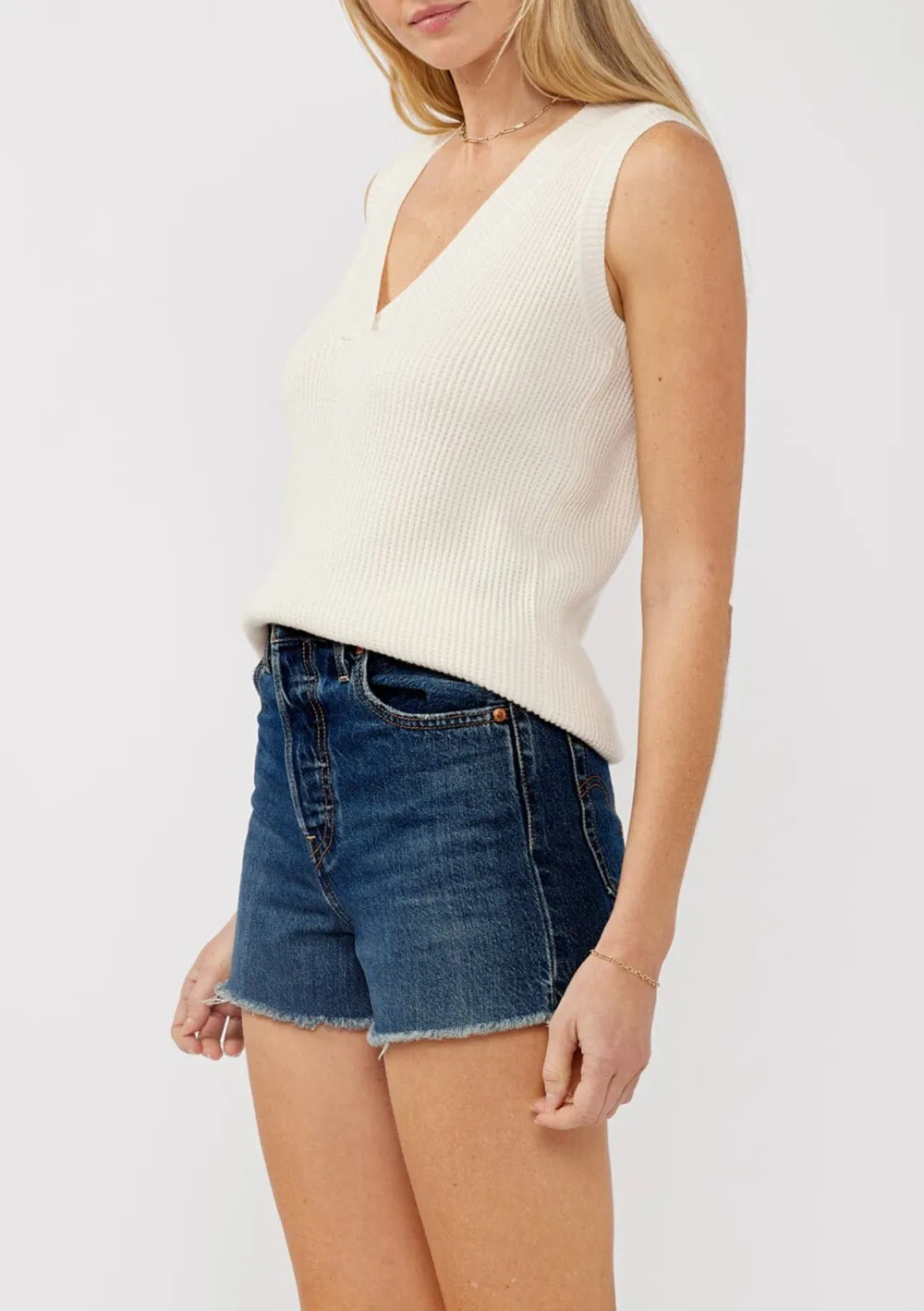 Waffle Knit V-Neck Tank