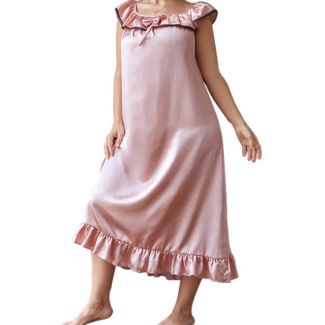 Frilly Hem Short Sleeve Nightgown