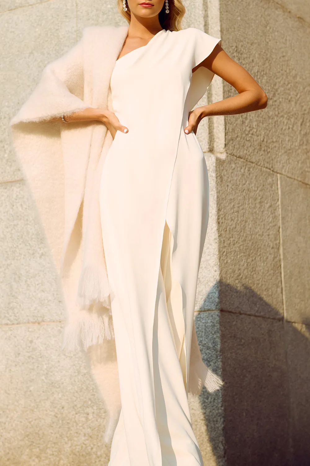Women's Solid Color One Shoulder Jumpsuit