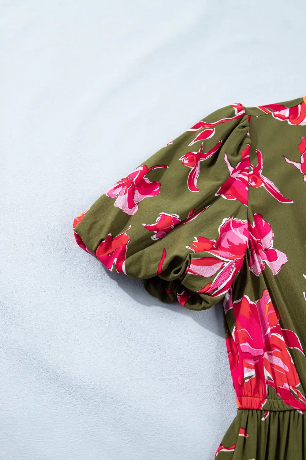 Floral Striped Split Neck Maxi Dress