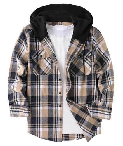 Men Plaid Long Sleeve Flannel Jacket